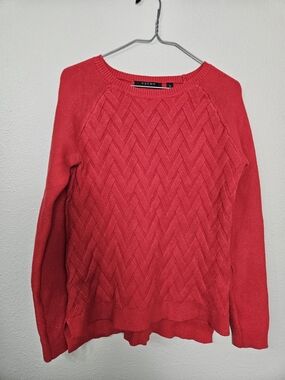 Cyrus Women's Bright Red Cable Crewneck Sweater Size Small